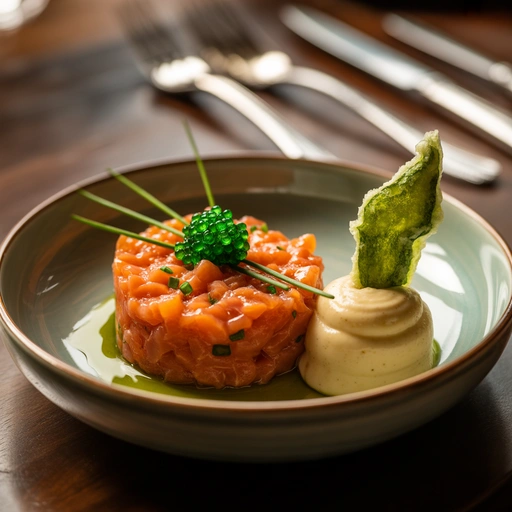 三文鱼塔塔配鱼子酱